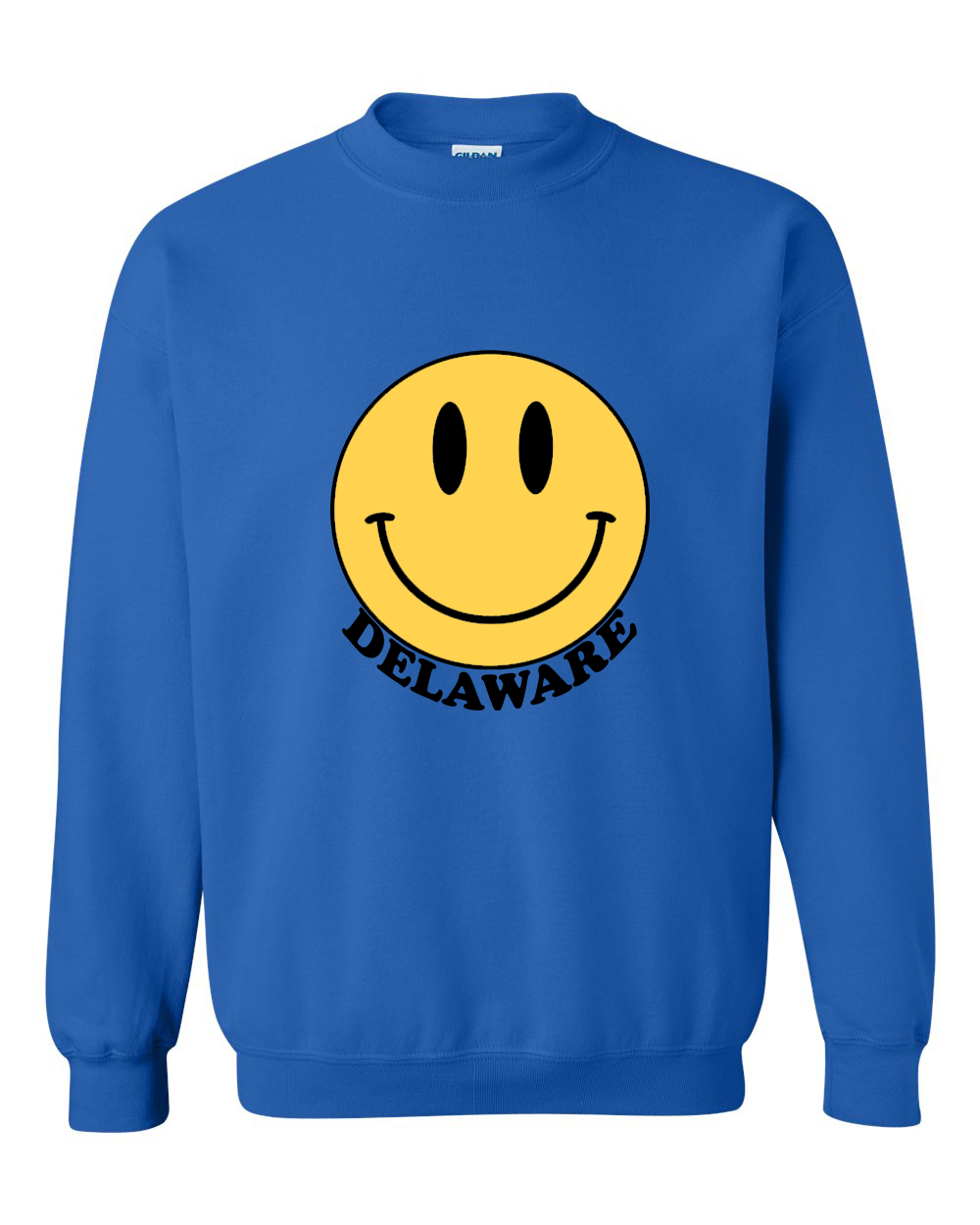 Blue smiley face discount sweatshirt